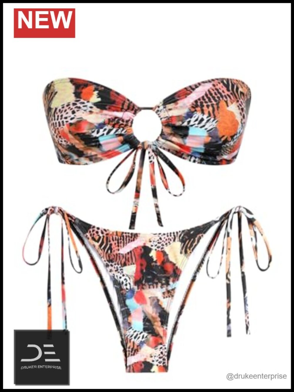 O Ring Bandeau Bikini Sets for Women Strapless Swimsuits 2 Piece High Cut - Picture 1 of 3